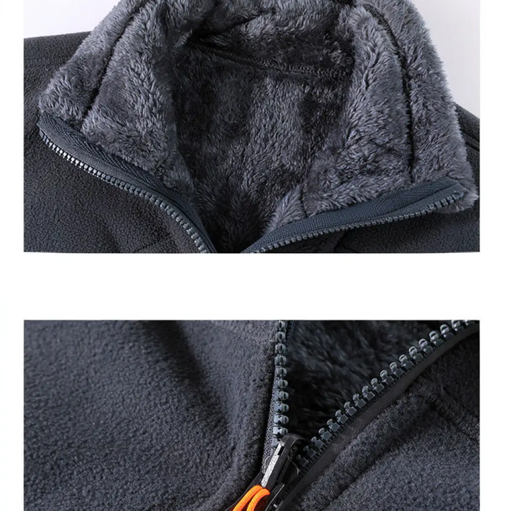 Winter Unisex Reversible Fleece Jacket Lambswool Hoodie Casual Warm Pullover Mens Outdoor Sportswear Thickened Soft Thermal Coat