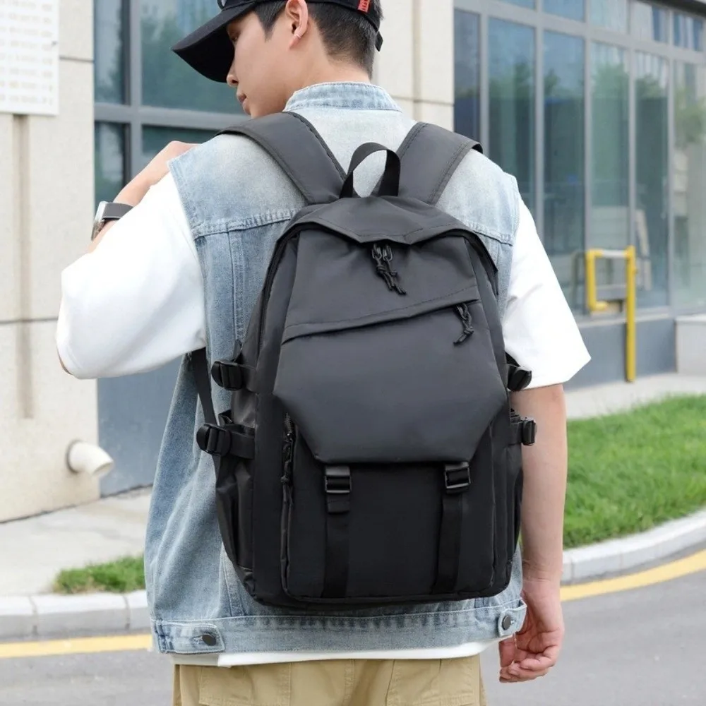 

Unisex Design Waterproof Backpack Multi Pocket Adjustable Strap School Bag Wear-resistant Solid Color Business Backpack