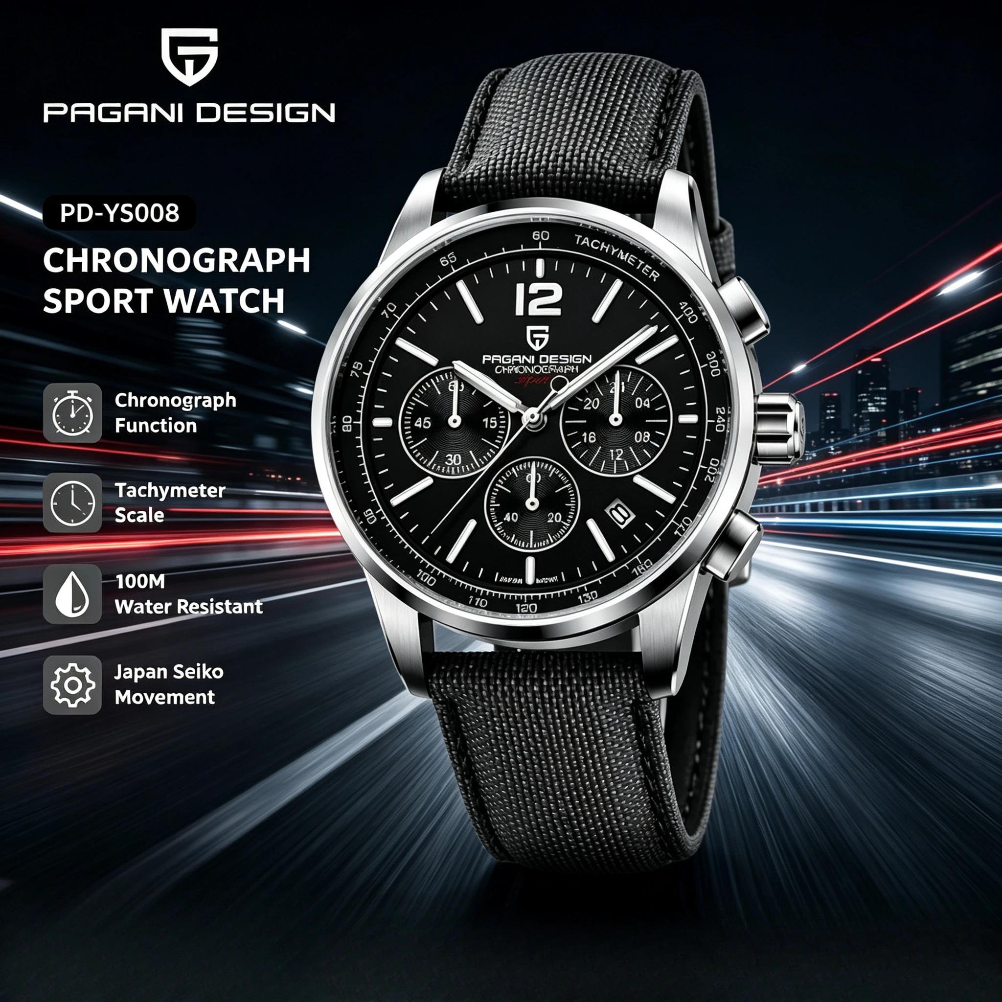 PAGANI DESIGN PD-Y008 Men's Quartz Watch Multifunctional Chronograph Luminous Sports Casual Business Small Three-Hands Male Wris