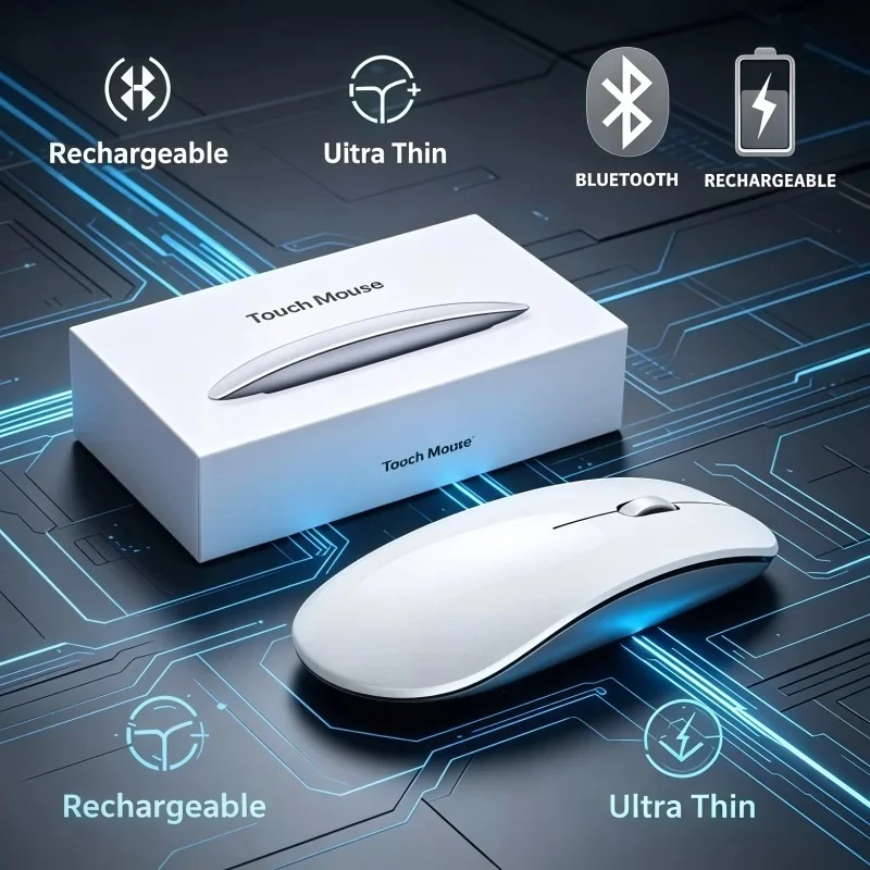 Ergonomic Rechargeable Bluetooth Wireless Optical Mouse for Apple MacBook Pro/Air iPad Air/Pro PC Laptop - Comfortable Grip