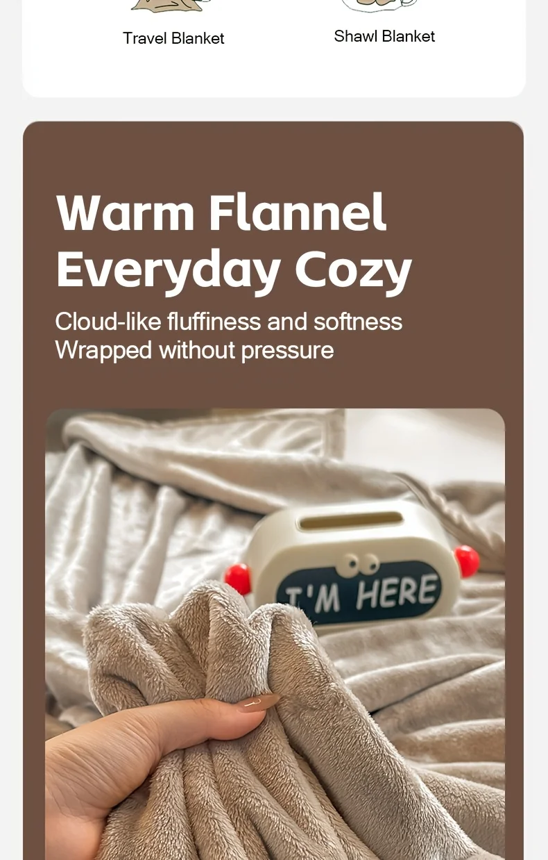 Solid Color Soft Flannel Sofa Throw Blanket Cozy Multi-Purpose Plush Blankets for Bed Travel Office Nap Single Double Bed Sheet