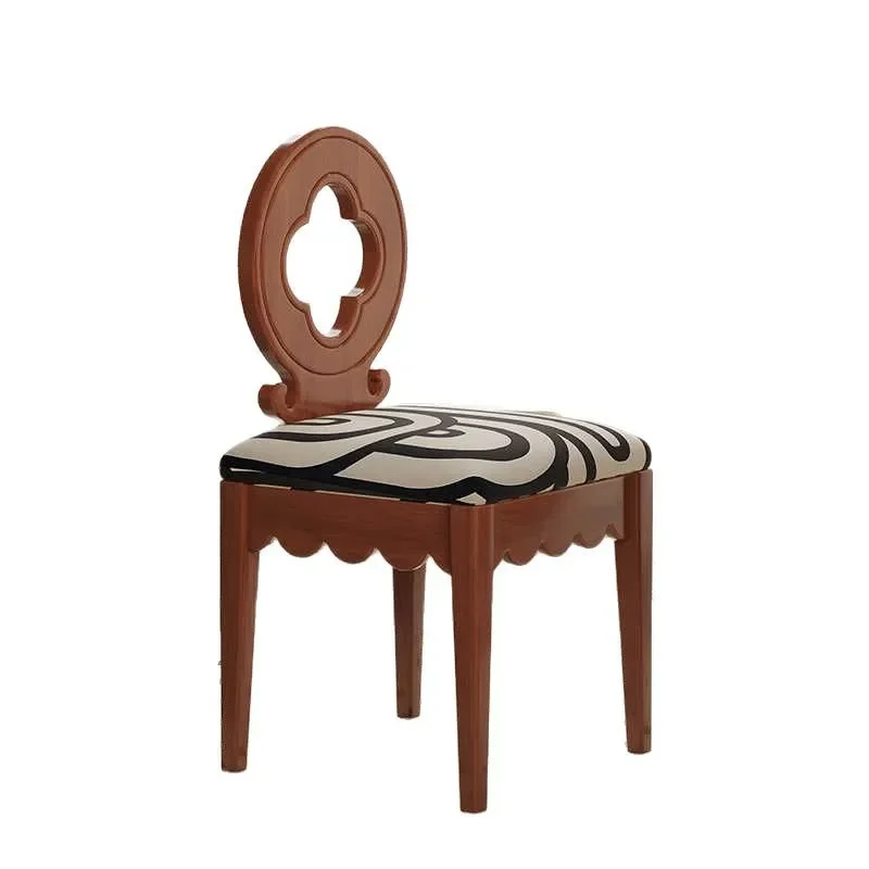 

Medieval style dining table chair light luxury four-leaf clover chair