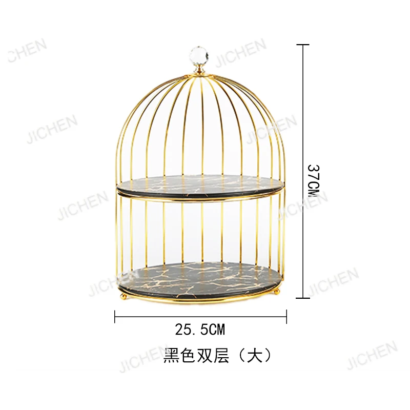 

Birdcage Iron Art Ceramic Cake Stand Dessert Table Decoration Display Multi-tier Tray Afternoon Tea Snack Rack
