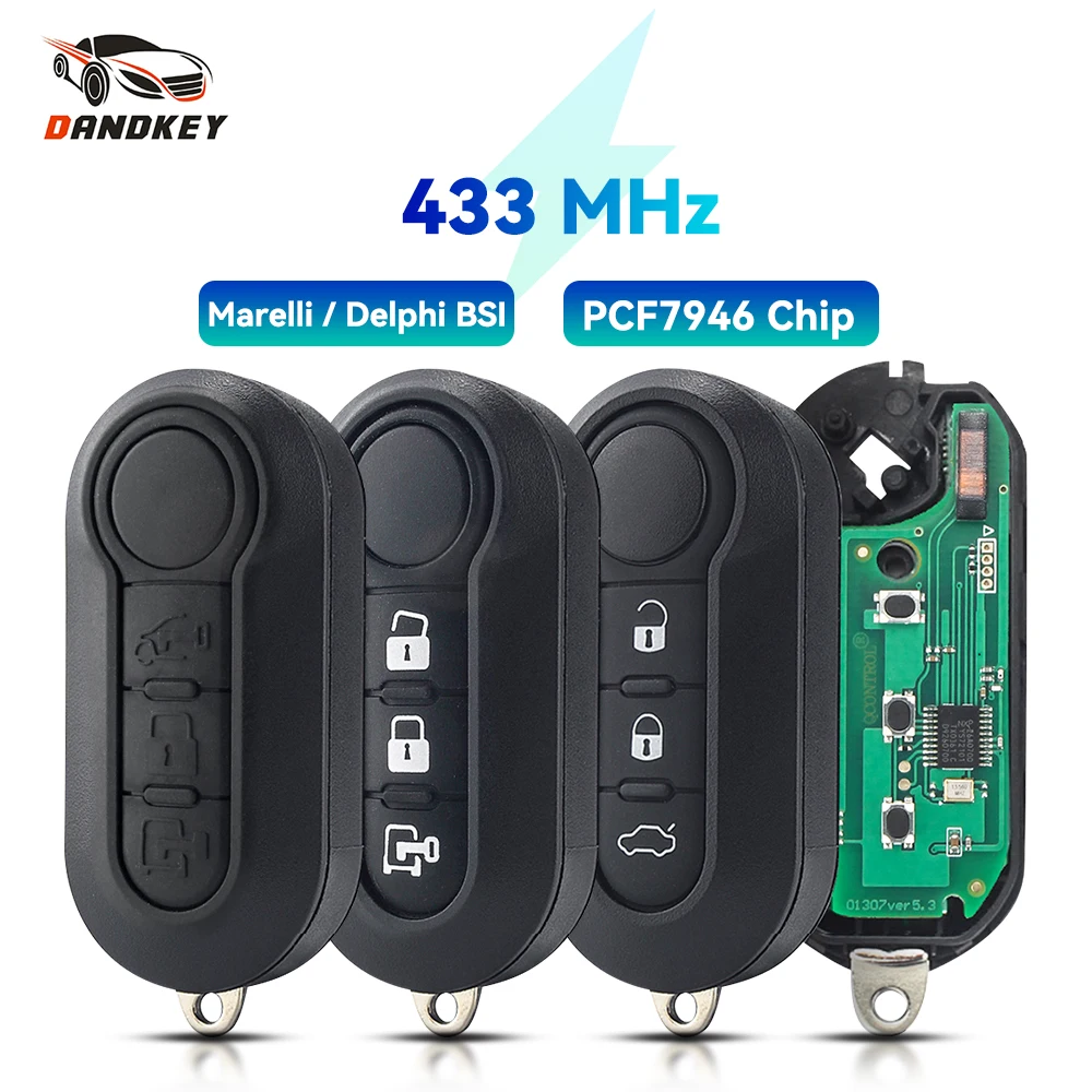 Dandkey Car Remote Key For Fiat MPV Bravo/Ducato 500 Doblo Qubo Grande Punto Citroen Jumper Peugeot Boxer 433.92Mhz ID46 Chip