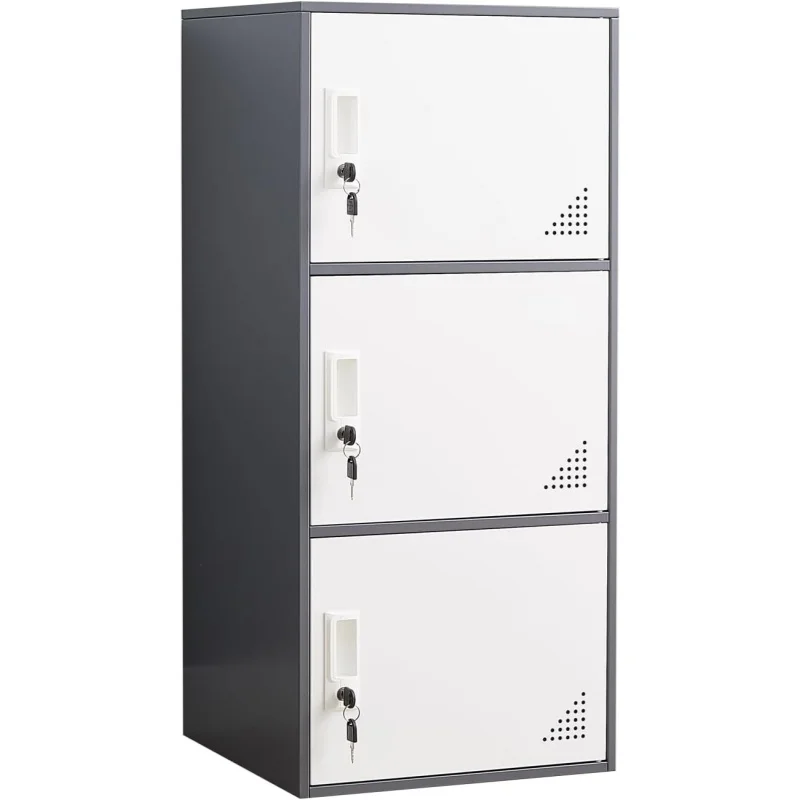 

3 Door Metal Locker Steel Storage Cabinet for Office Employees Home Office School Room Organization Metal Storage Cabinet