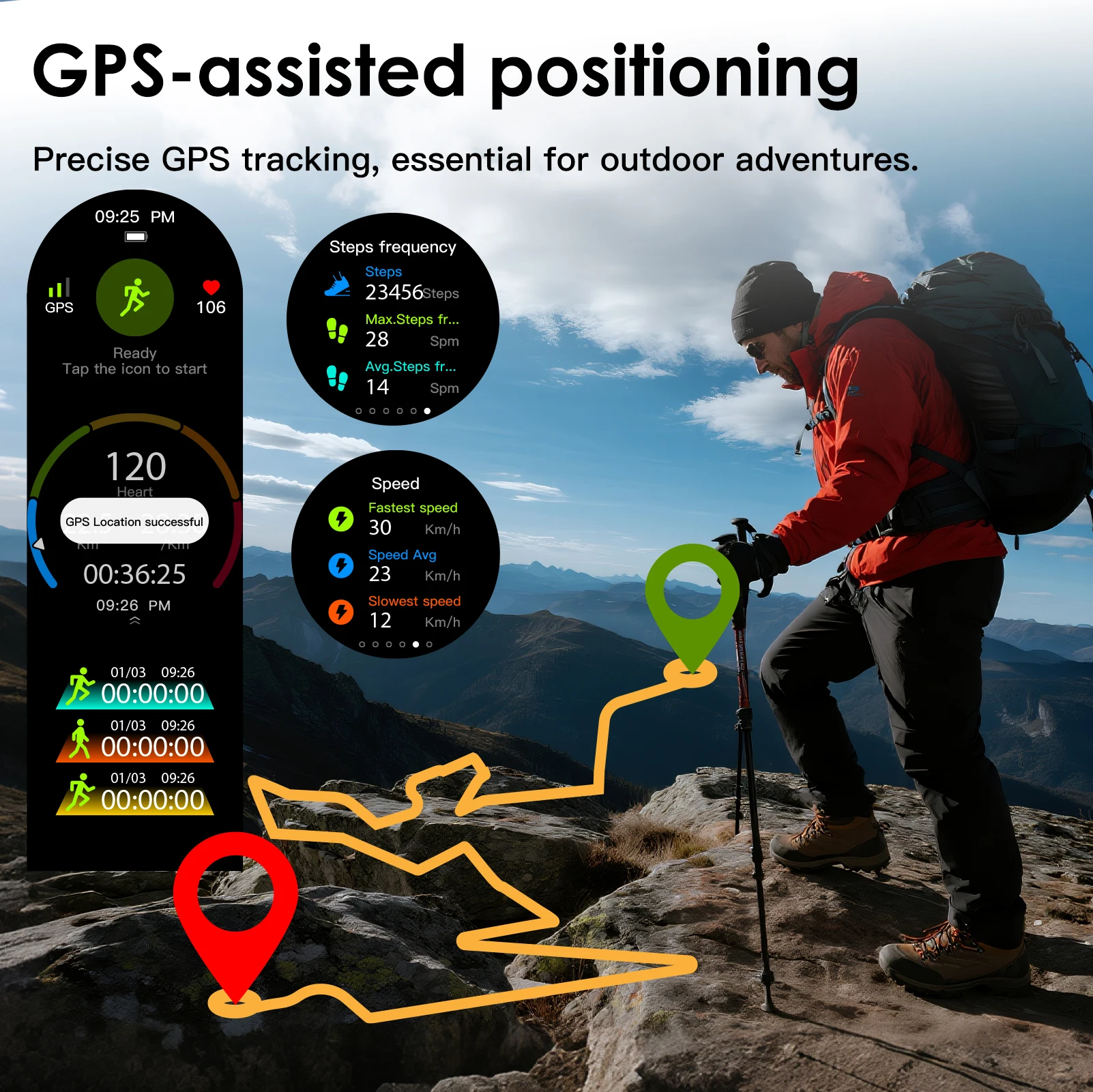 Aurafit G12 Smart Watch: 1.43" Touch screen/ 3ATM Waterproof Swimming / GPS /Health Monitoring/150+Sports Mode Compatible Strava - view 4