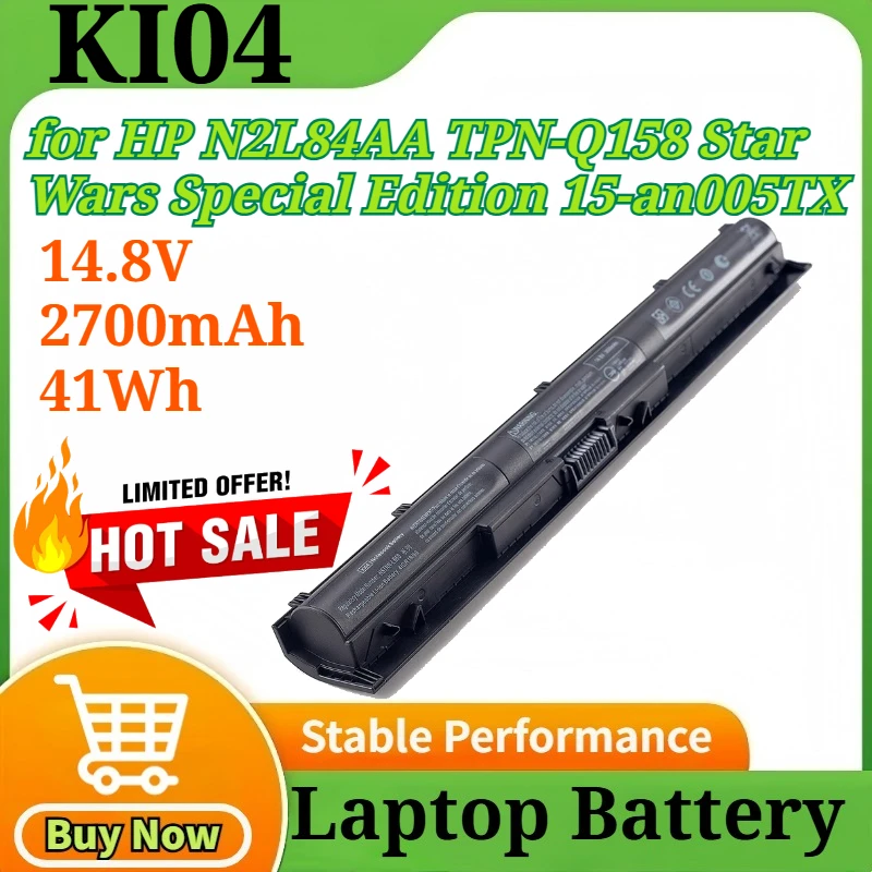 

KI04 K104 14.8V 2700mAh 41Wh 800049-001 HSTNN-DB6T HSTNN-LB6S for HP N2L84AA TPN-Q158 Star Wars Special Edition 15-an005TX