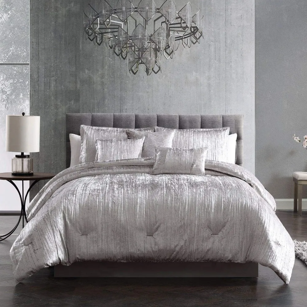

Home Turin Comforter Set, Queen, Silver, 7-Piece Set