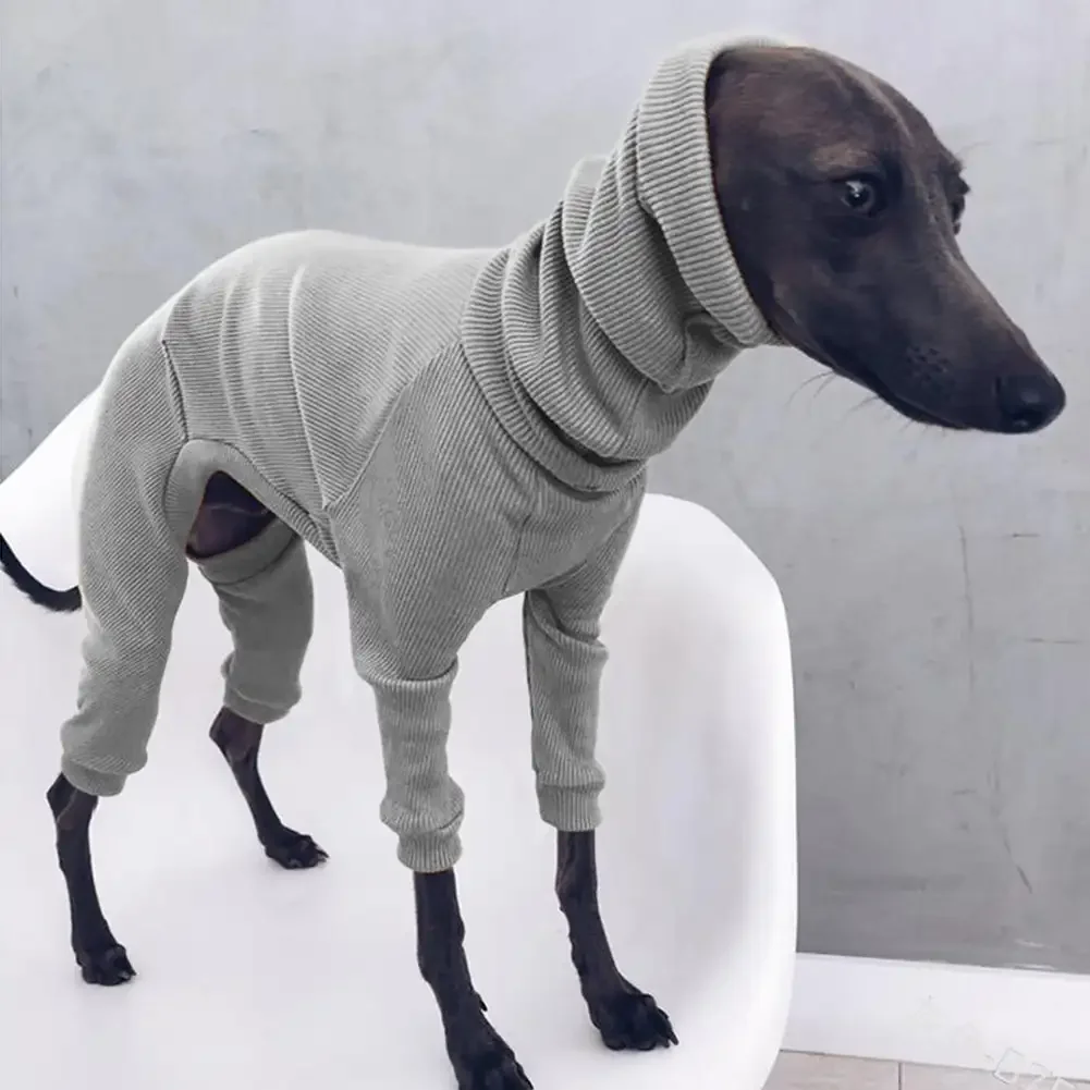 Fashion Four-legged Rib Dog Clothes Turtleneck Pet Sweater for Whippet Italian Greyhound Winter Pullover Jumpsuit for Big Dogs