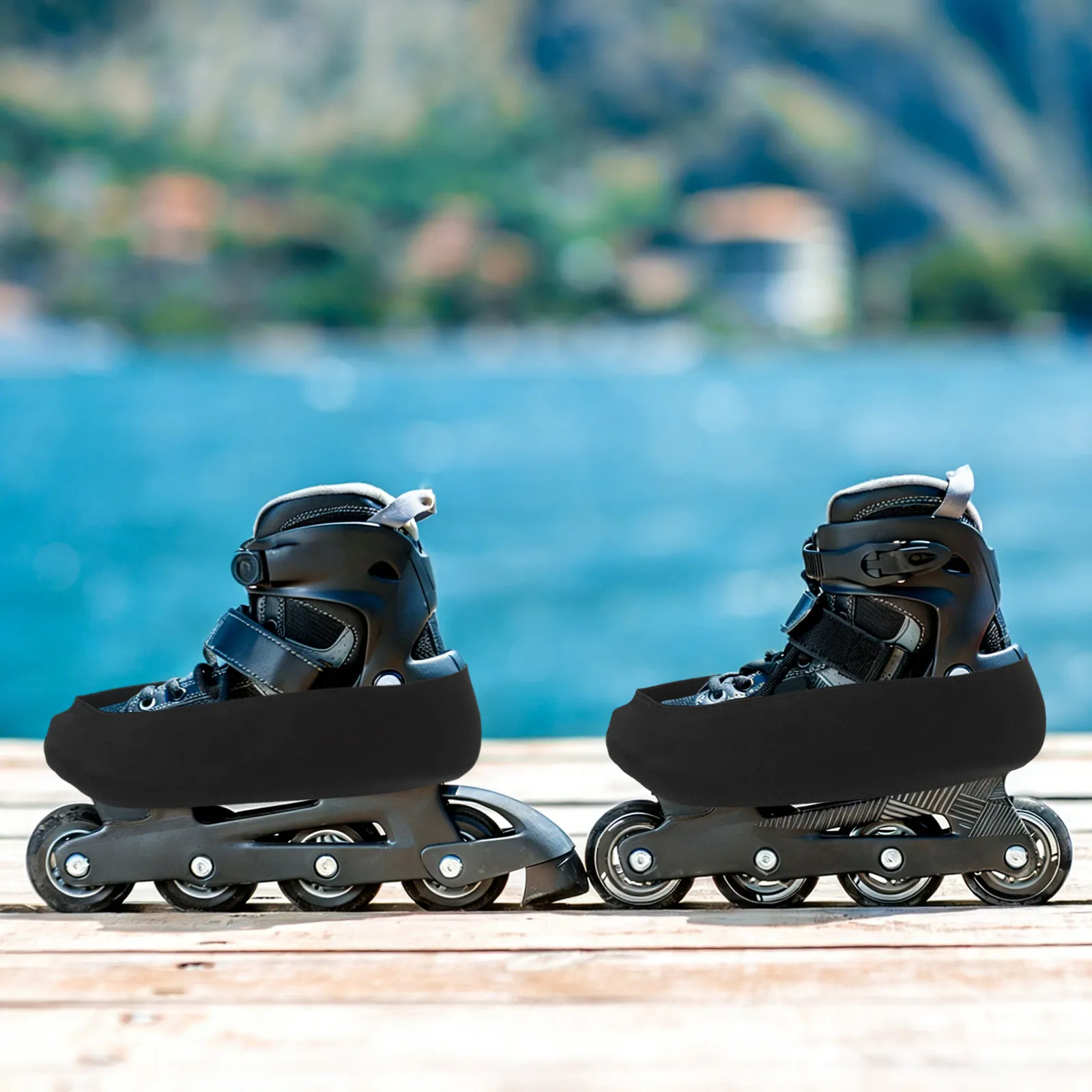 

1 пара чехлов для коньков с цветочным узором, высокоэластичные защитные чехлы, водонепроницаемые накладки для фигурных, скоростных и хоккейных коньков