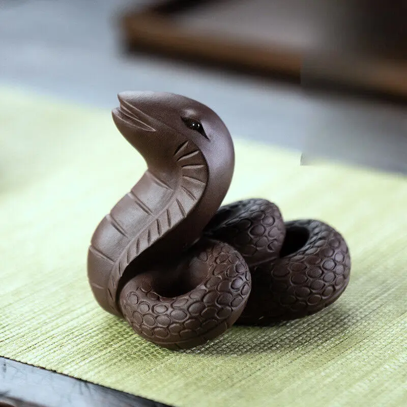 

3,1-дюймовая китайская керамика Исин Цзыша, фиолетовая глина, животное, кобра, змея, чай, домашнее животное