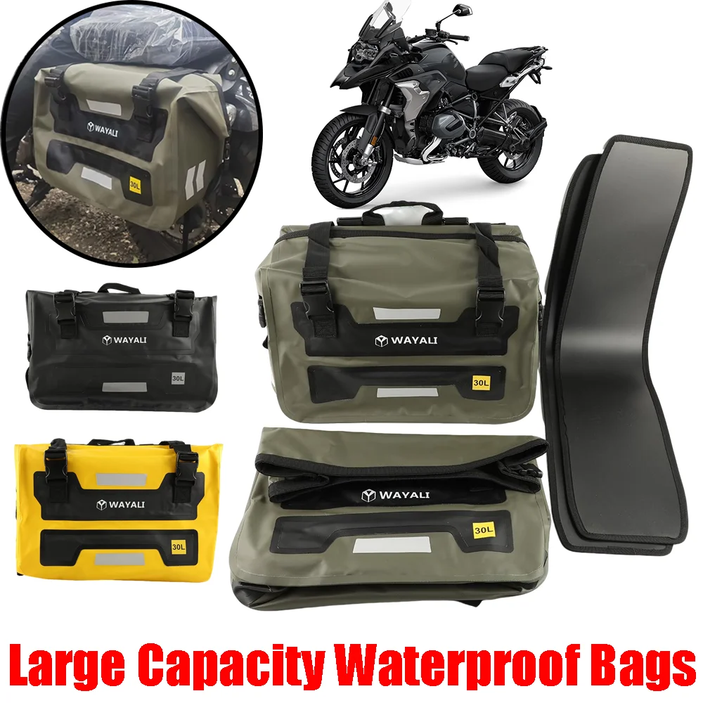 

Quick Release Motorcycle Saddle Bag Waterproof Side Bag Outdoor Travel Luggage Storage Pack Backpack Pannier 60L Large Capacity
