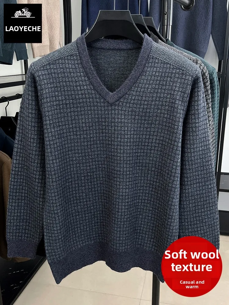 

Thiened теплый вязаный свитер с v-образным вырезом для мужчин Busin Casual Sle Long Sve шерстяной свитер с воротником в форме сердца повседневная одежда