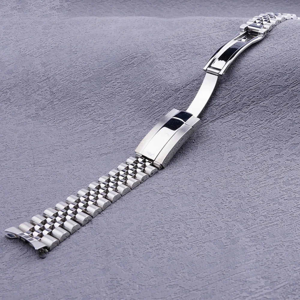 19mm Sliver Hollow Curved End Solid Screw Links Watch Band Jubilee Strap For Seiko 5 SNXS73 75 77 79