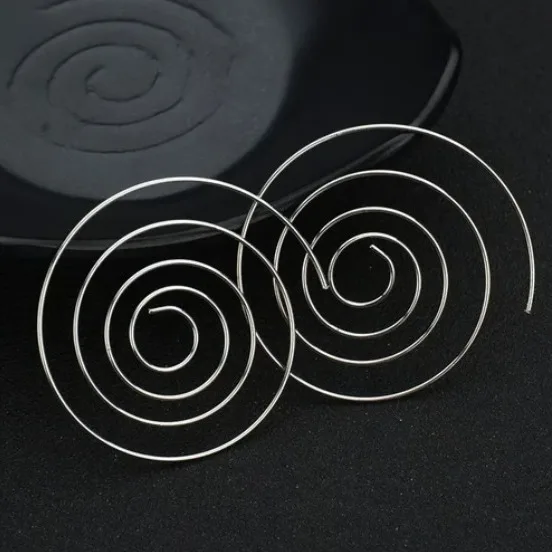 Delysia King Women Cute Unique Temperament Round Spiral Earrings Romantic Alloy Simplicity Aestheticism Geometric Dangler