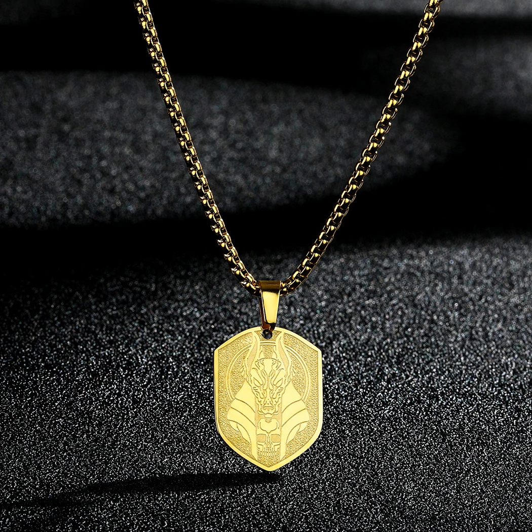 Todorova-collar con colgante del dios de la muerte para hombre, de acero inoxidable, antiguo Egipto, Anubis, Osiris, Dios de la muerte, vikingo, Punk, regalos únicos