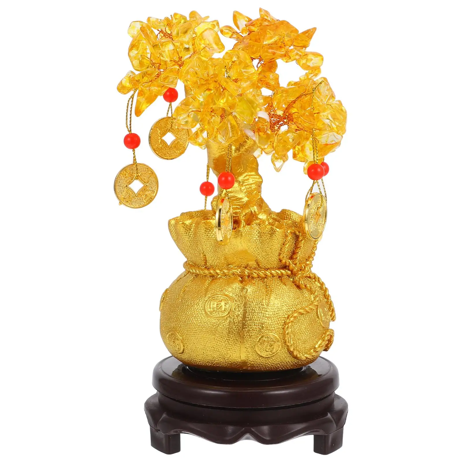

Crystal Lucky Tree Money Desktop Ornament Ornaments Decoration Chinese Style Wooden