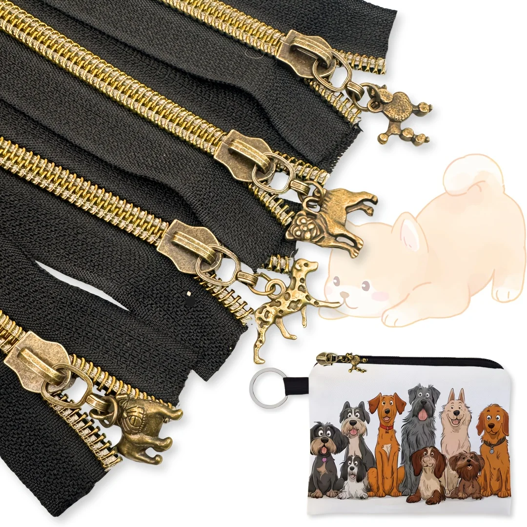 4pcs alloy dog-shaped pendant cute dog, dachshund zipper pull, universal zipper replacement