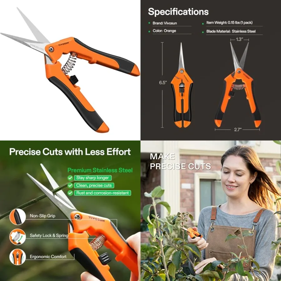 

Pack.5 Inch Gardening Scissors Hand Pruner Pruning Shear with Stainless Steel s