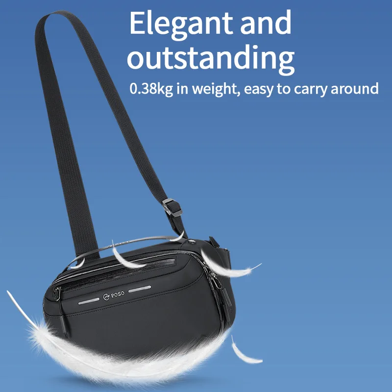 POSO Single Shoulder Crossbody Multifunction Digital Bag Multi-layer Waterproof Earphones Power Bank Men's Handheld Storage Bag - view 4