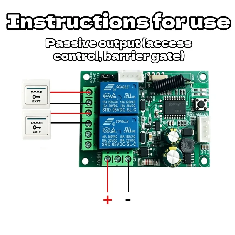 RF433 Control Electric Actuator Motor Controller,Universal DC12V 24V 32V 2 Channel Relay Switch Module+2CH Transmitter