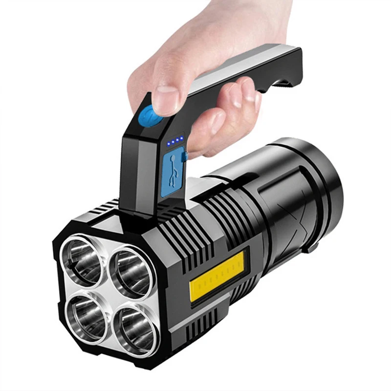 Rechargeable Handheld Flashlights, High Lumens Spotlight IPX44 Waterproof Rechargeable Spotlight, 4 Modes for Home and Outdoor