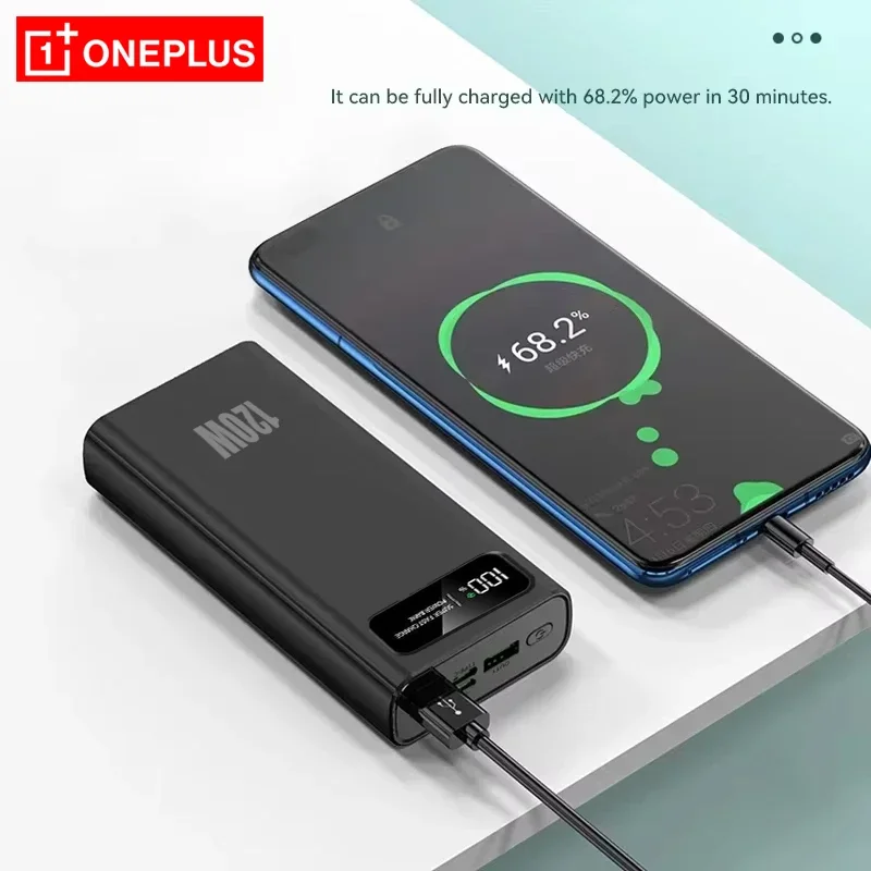 OnePlus 200000mAh LED Digital Display Power Bank High Capacity 120W Super Fast Charging Portable External Battery For IPhone NEW