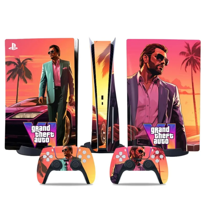 PS5 Console Skin Sticker GTA6 Pattern Disc Digital Version Matte Protective Film Scratch Resistant Decal Game Console Accessory