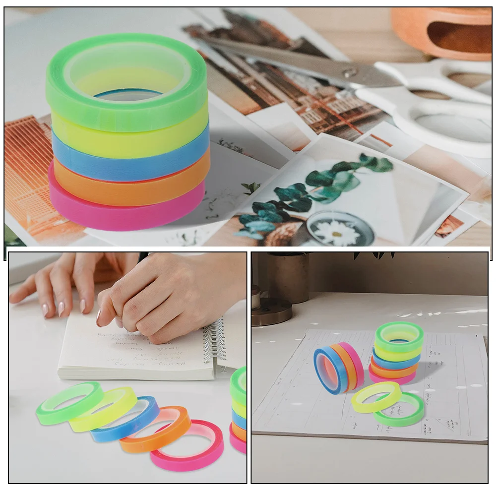 5 rouleaux de bandes surligneurs transparentes, marqueurs de lecture colorés pour l'annotation des livres, onglets collants, marqueurs de Page, mise au point des étudiants