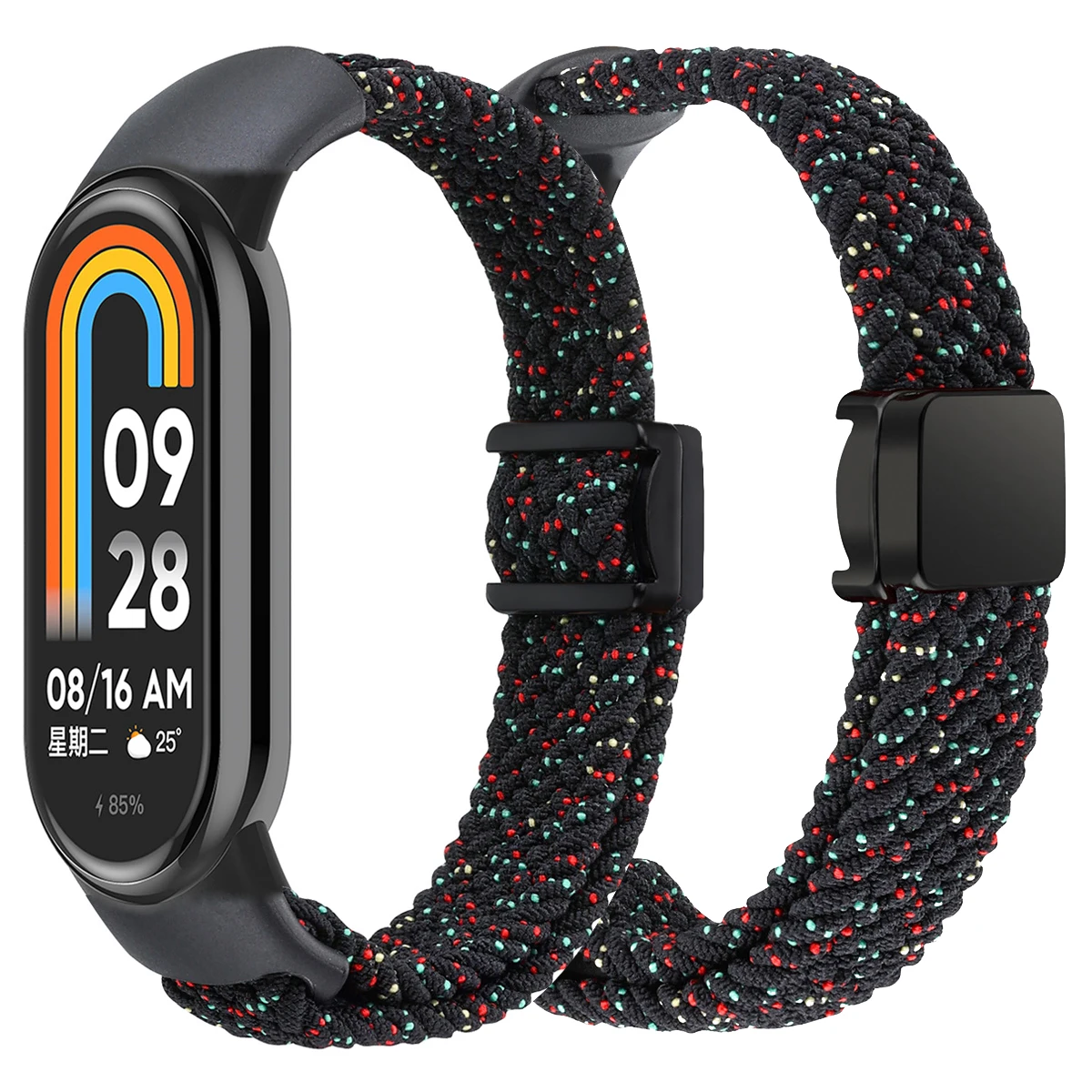 Нейлоновый эластичный браслет Solo для Xiaomi Mi Band 9, регулируемый плетеный браслет с магнитной застежкой для Mi Band 8, ремешок