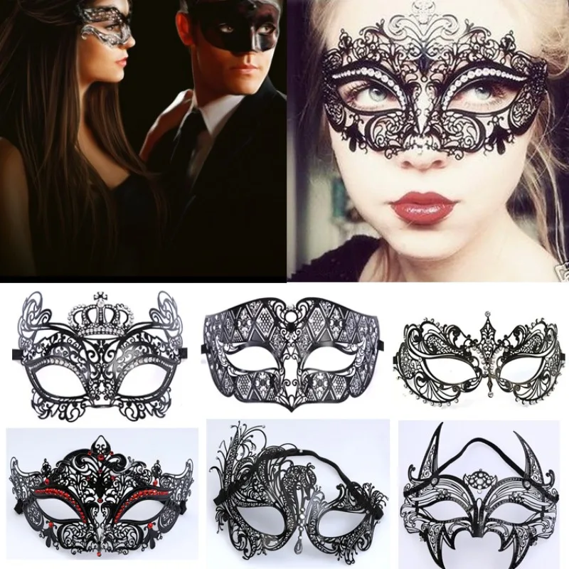

Halloween Metal Mask Rhinestone Half Face Black Party Costume Accessories Masquerade Ball Cosplay Performance Props‌