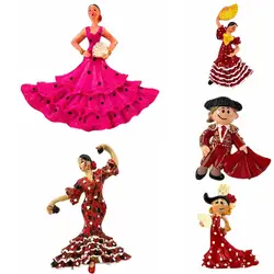 Spain Fridge Magnets Flamenco Travel 3D Memorial Magnetic Refrigerator Stickers Gift Room Decoration Collectio