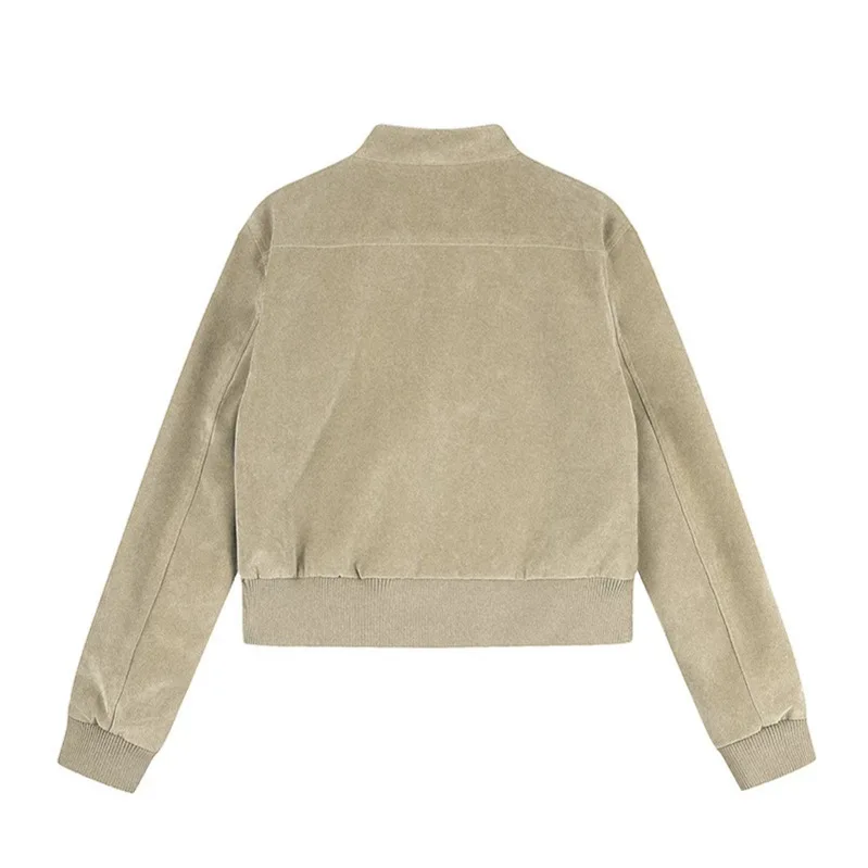 Stand Collar Loose Cropped Biker Jacket For Men Women Multi Zip Pocket Casual Short Outer Coat Autumn Streetwear Top GODW