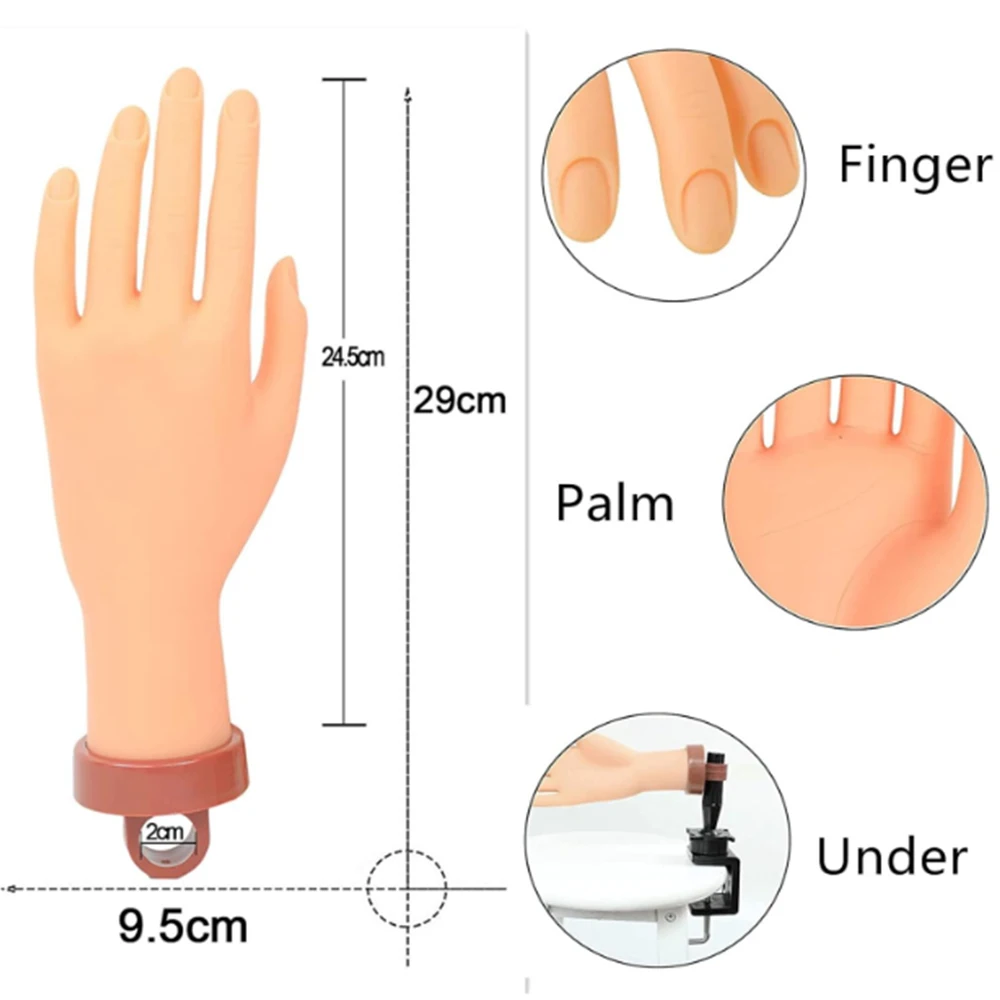 Nail Practice Hand for Acrylic Nails, Mannequin Hands With Flexible Fake Hands to Practice Nails Bendable Nail Art Training Hand