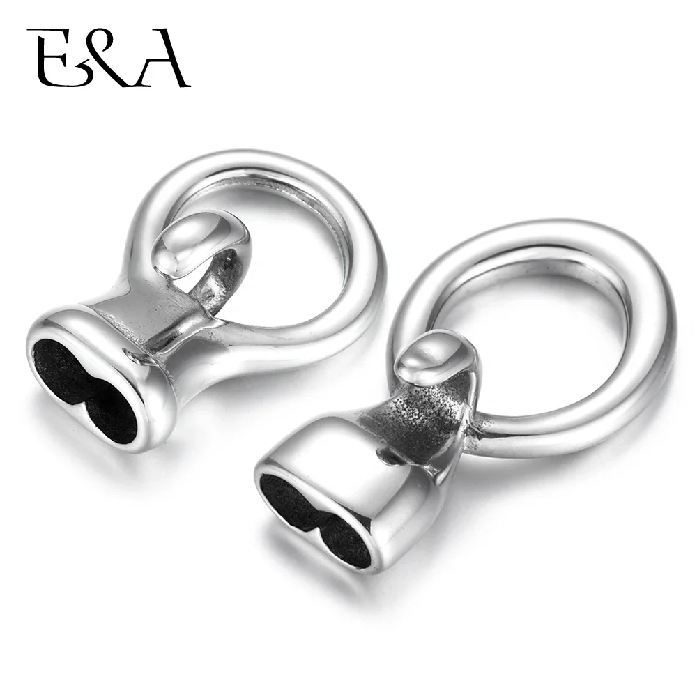 

Концевой крючок из нержавеющей стали с двойным отверстием 5 мм, коннектор для кожаного шнура, застежка-переключатель для браслета, изготовление ювелирных изделий, товары для рукоделия