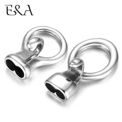 Stainless Steel End Cap Hook Double Hole 5mm Connector Leather Cord Toggle Clasp Bracelet Jewelry Making DIY Supplies