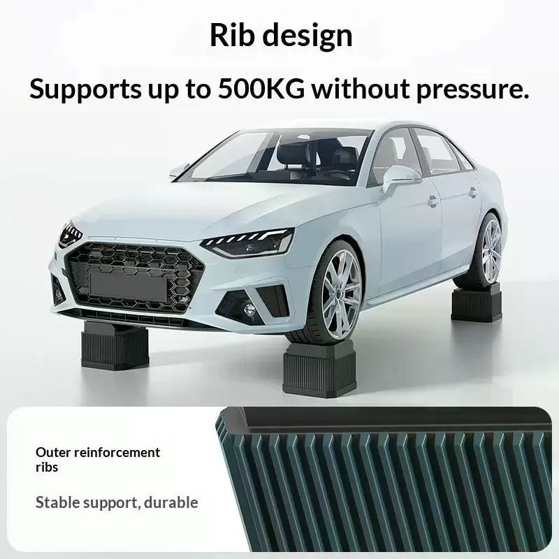 Adjustable-Height Square Furniture Risers: High Load-Bearing, Triple Anti-Slip, Ideal For Sofa, Table And Chair Leg Protection