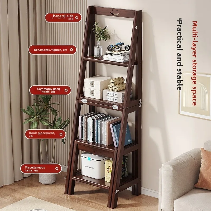Indoor Multifunction Folding Telescoping Ladder Dual Use Stool Frame 3/4 Step Kitchen Furniture Household Adjustable Stool