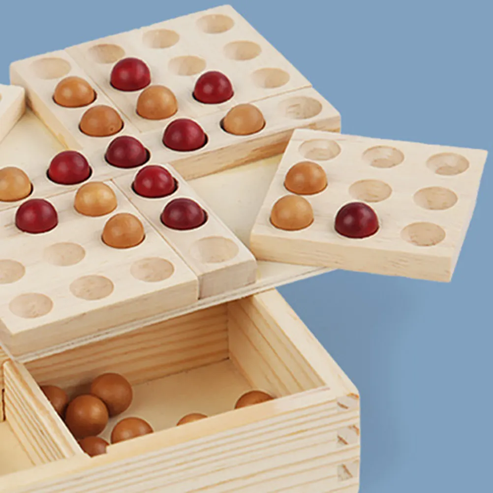 

1Set Rotatable Five-in-A-Row Chess Game Board Bright Color Wooden Pieces Educational Strategy Training Portable Game