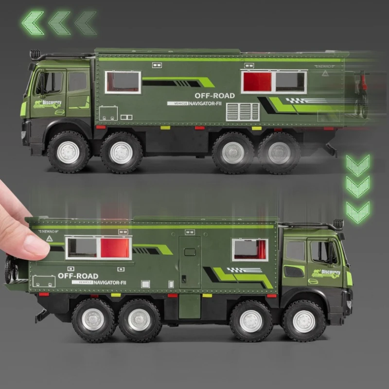 1:18 ノマジズム キャンピングカー RV モーターホーム おもちゃ モデルカー ダイキャスト プルバック トラック おもちゃ 車 モデル サウンドとライト付き 子供 男の子 女の子向け