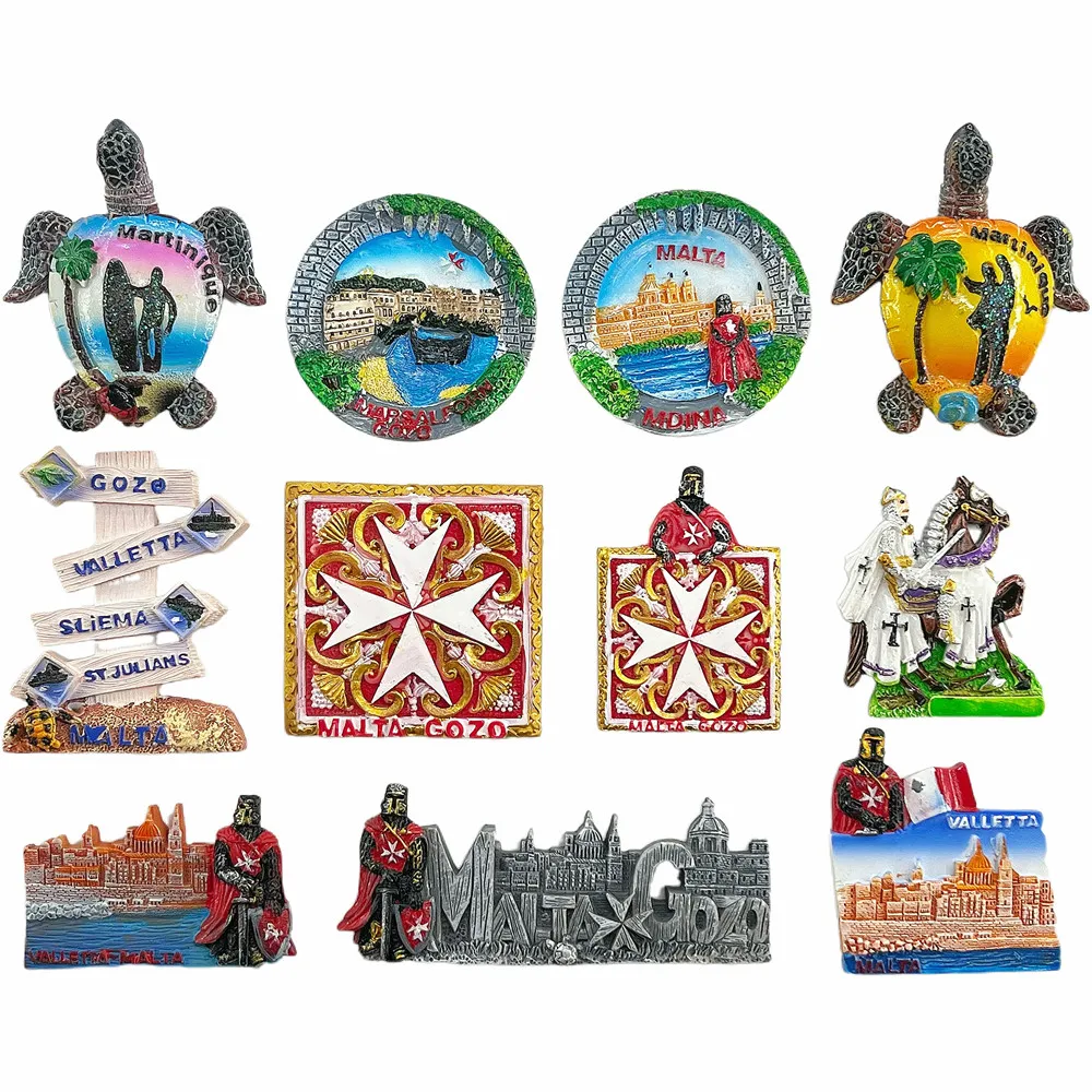 Malta 3D Fridge Magnet, Resin Knight & Maltese Cross Souvenir, Gift & Collectible