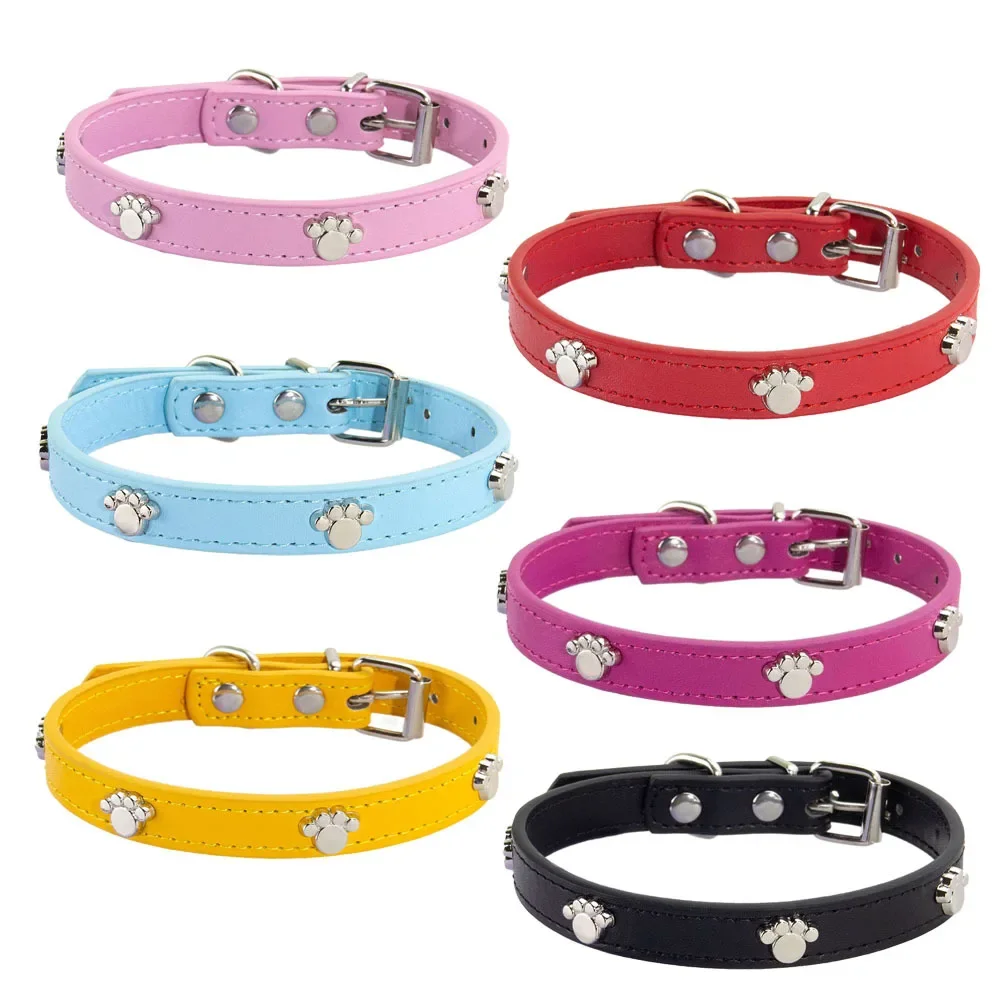 Paw Leather Trwałe obroże dla psów Puppy Pug Obroże dla małych dużych psów Chihuahua Akcesoria dla kotów Obroża dla małych psów