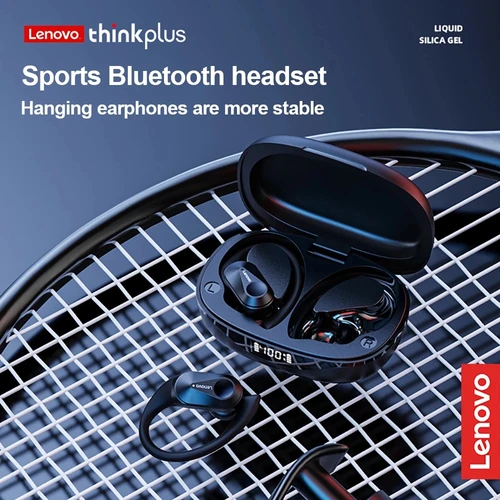 Imagen 2 del producto Auriculares inalámbricos Bluetooth deportivos originales Lenovo LP75 con micrófono, control de botones, pantalla LED de alimentación, auriculares estéreo Hifi con gancho para la oreja