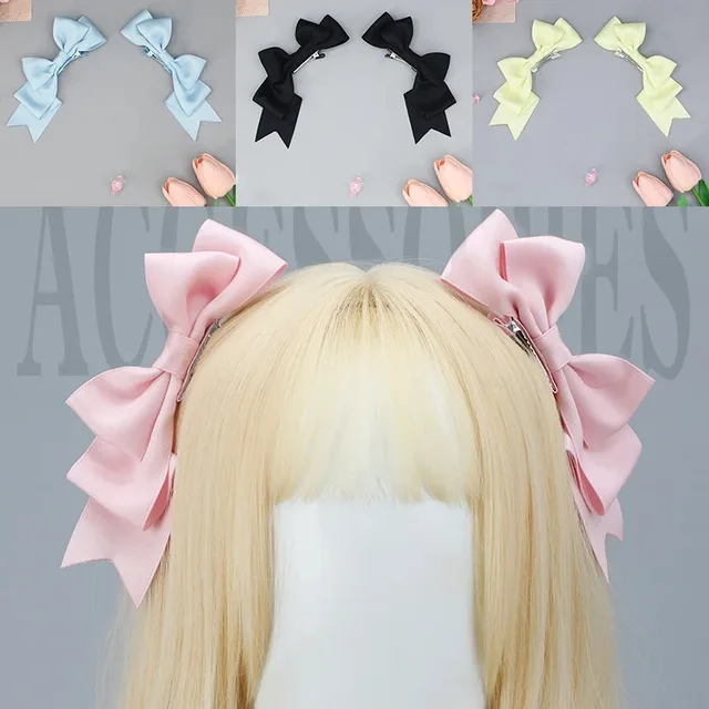 Kawaii ręcznie robiona kokardka spinka do włosów Anime Lolita szpilka Cosplay nakrycie głowy JK jednolite akcesoria do włosów prezenty bożonarodzeniowe