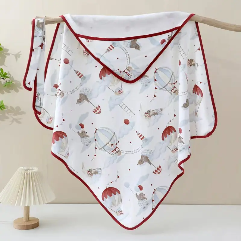 Spring and Summer Newborn Thin Quilt Delivery Room Newborn Baby Swaddle Quilt Hooded Windproof Cartoon