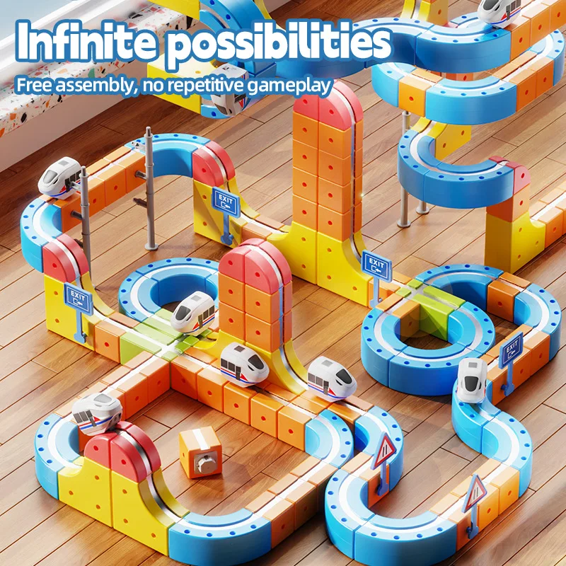 磁気レールカー迷路ビルディングブロックステム反重力レーシングトラックセット教育鉄道おもちゃ子供のためのクリスマスギフト
