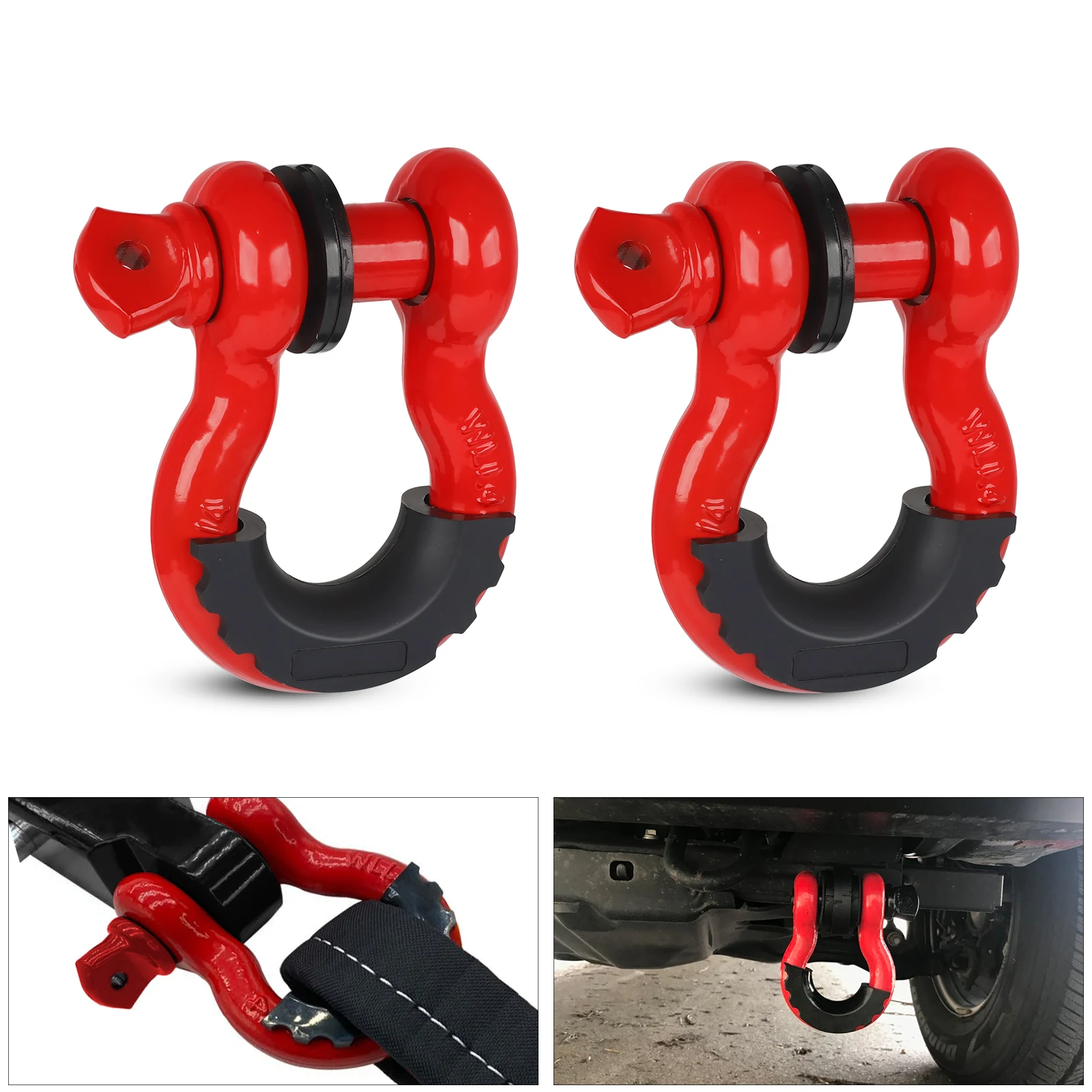 

2pcs 3/4” U Type Heavy Duty Drop Forged D-Ring Shackle U-Hook Loop Hook Trailer Rope Automobile Suv Modification Rescue