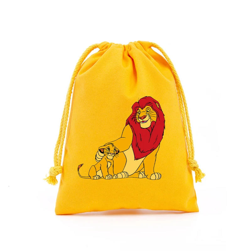 Mufasa Lion King borsa con coulisse film Cartoon Print Sport Boy Girl children\'s Kid Portable Birthday Party Hand Pocket Gift Pouch