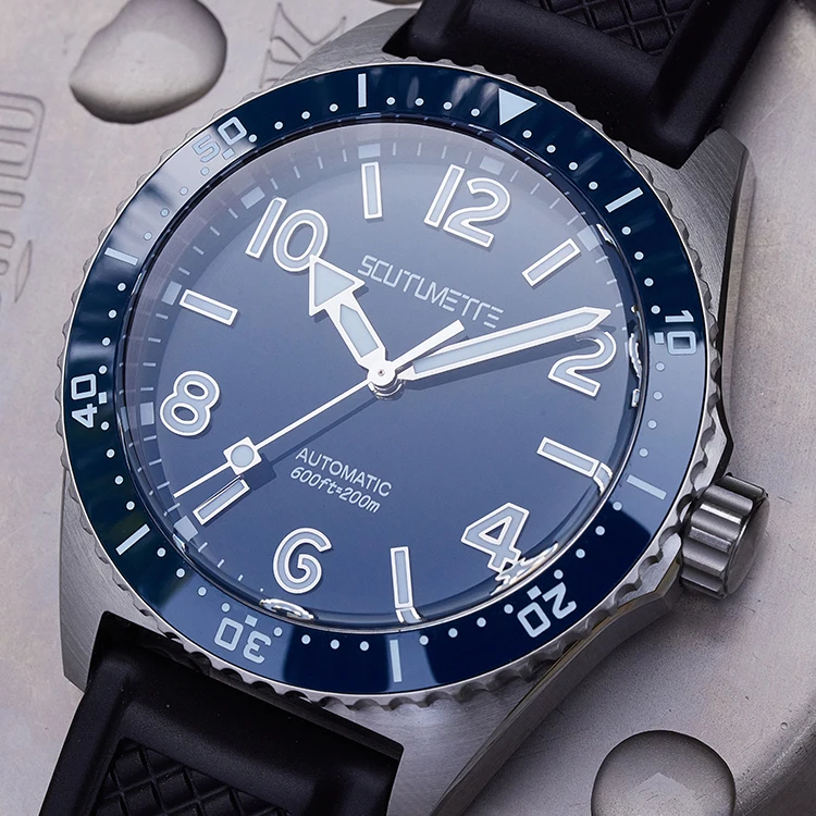 Scutumette Men Automatic Watch 39mm Military Mechaical Wristwatch 200M Waterproof BGW-9 Luminous NH38 Enamel Dial Ceramic Bezel