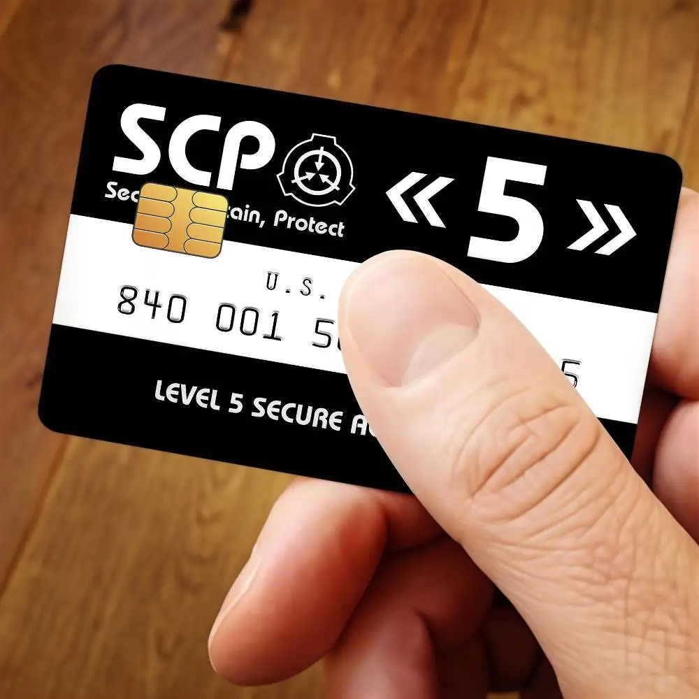 Autocollant de protection pour cartes de transport en commun SCP Foundation niveau 5, autocollant de protection pour cartes de crédit, décoration de face de carte imperméable, 4 pièces